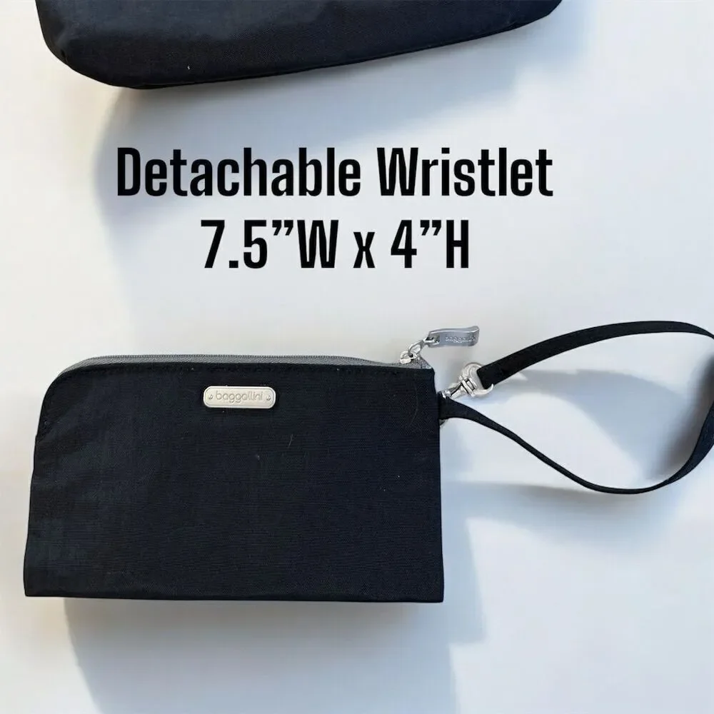 Baggallini Tulum Adjustable Crossbody Travel Bag Black Detachable Wristlet